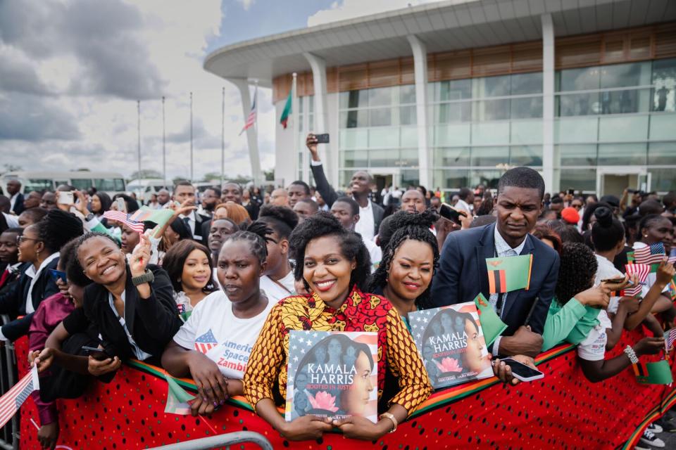 Well-wishers wait at Kenneth Kaunda International Airport.