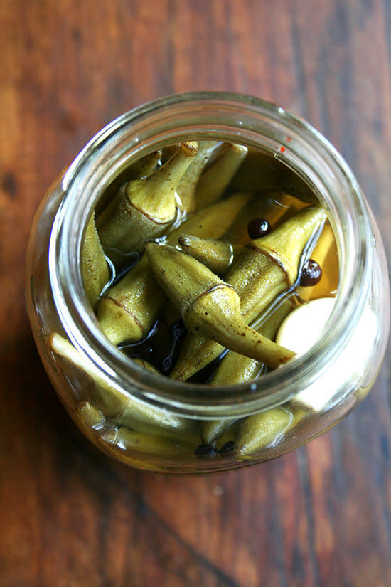 <strong>Get the <a href="https://www.alexandracooks.com/2012/09/16/pickled-okra-bakers-foie/" target="_blank">Pickled Okra recipe</a>&nbsp;from&nbsp;Alexandra's Kitchen</strong>