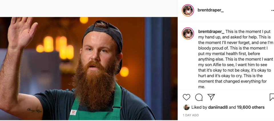 masterchef cook brent draper posts on instagram