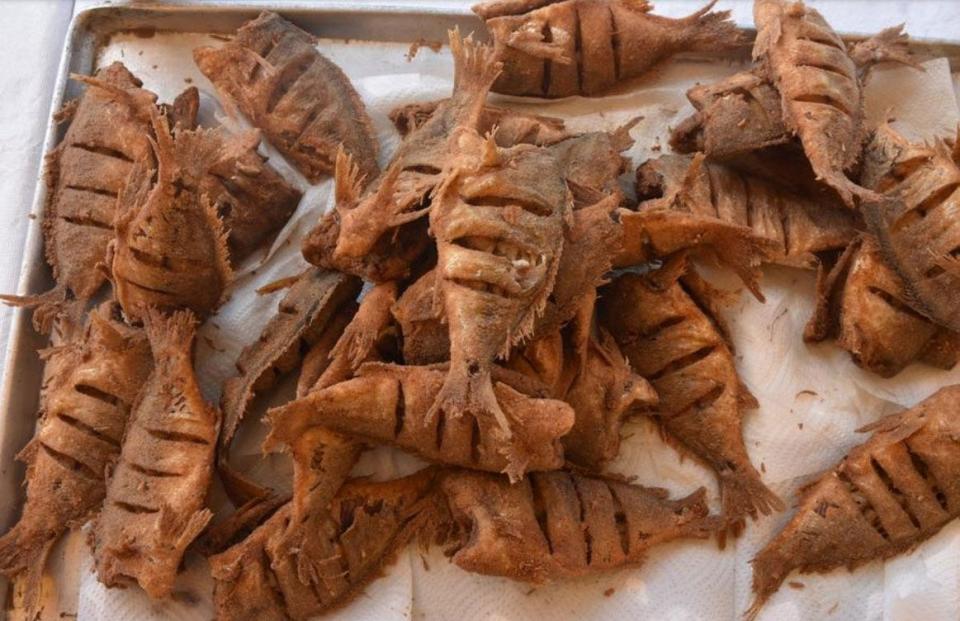 Freshly fried spot were piled and ready to be boxed for hundreds of visitors at the 2017 N.C. Spot Festival.