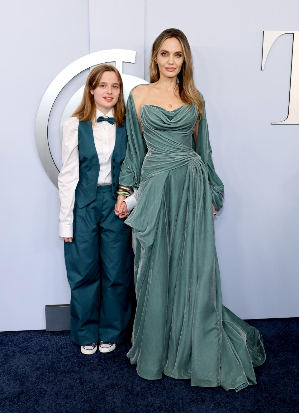 NEW YORK, NEW YORK - JUNE 16: (L-R) Vivienne Jolie-Pitt
and Angelina Jolie attend the 77th Annual Tony Awards at David H. Koch Theater at Lincoln Center on June 16, 2024 in New York City. (Photo by Dia Dipasupil/Getty Images)