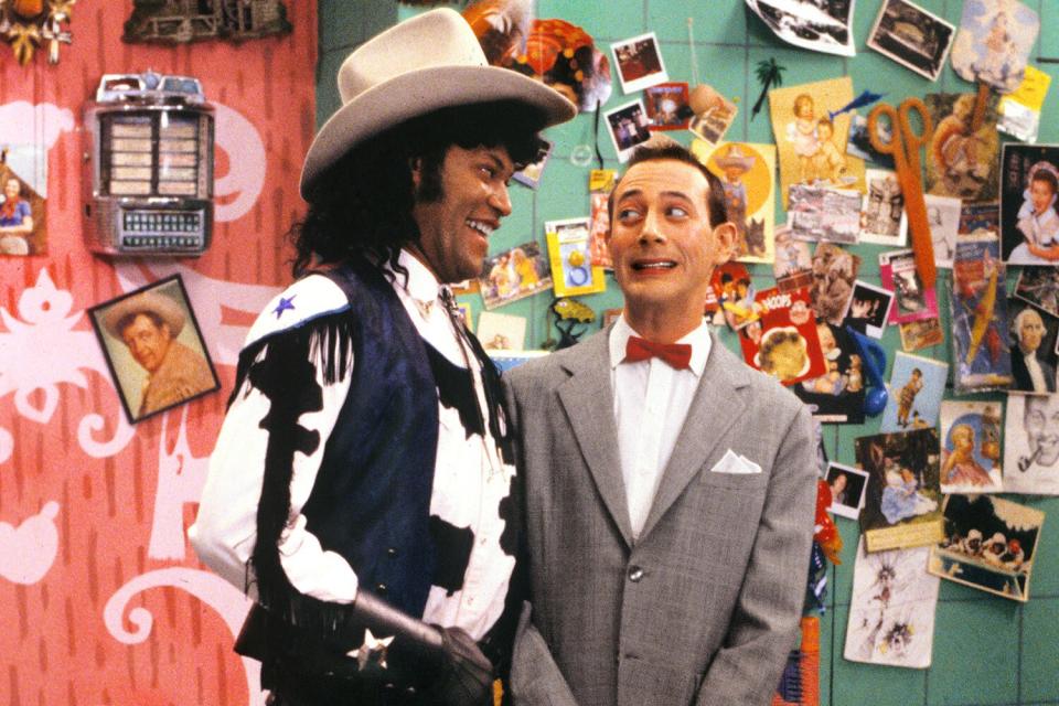 Publicity still from 'Pee Wee's Playhouse' (CBS), a children's television show starring Paul Reubens and Laurence Fishburne, 1986. (