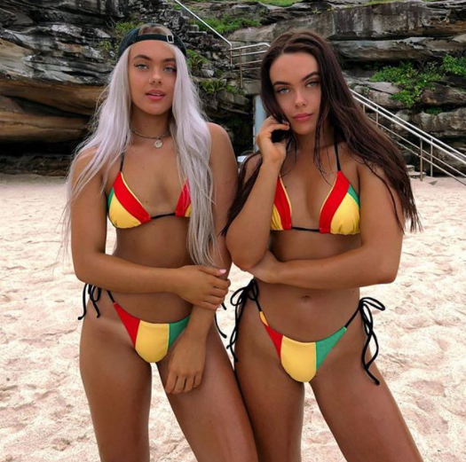 Die australischen Influencer Ashley und Olivia Mescia posieren in Marlis „Margarita“-Bikini. Foto: Instagram.