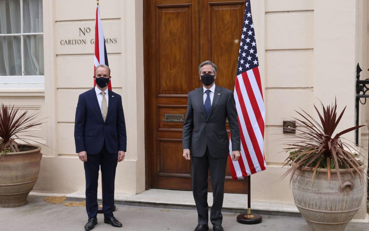 Foreign Secretary Dominic Raab (left) meets US Secretary of State Antony Blinken for bilateral talks at Carlton Gardens in London - PA