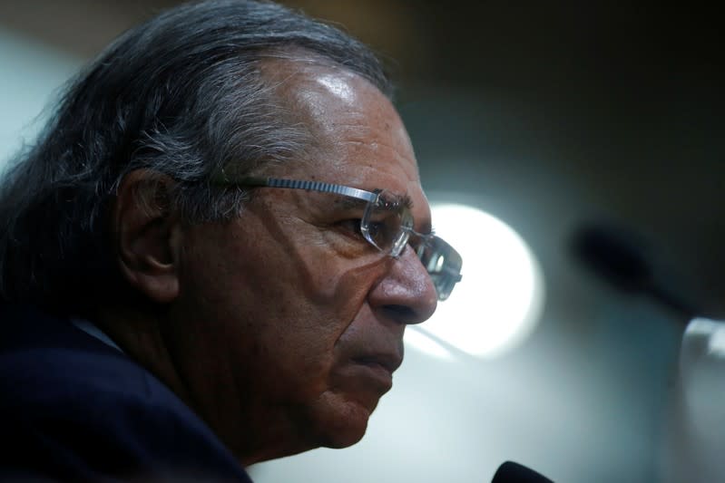 Brazil's Economy Minister Paulo Guedes attends a news conference in Brasilia