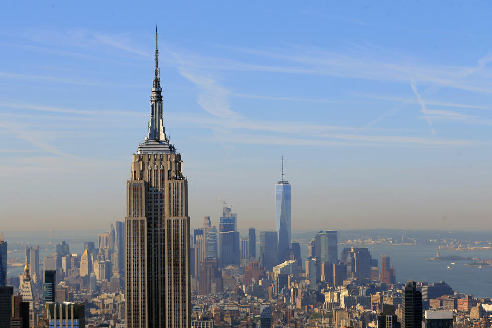 <p>One World Trade Center fills the skyline behind the Empire State Building in Aug. 2016. (Gordon Donovan/Yahoo News) </p>