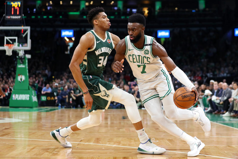 Jaylen Brown is one of six players joining Team USA's training roster for the FIBA World Cup. (Photo by Maddie Meyer/Getty Images)