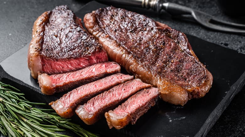 Steak cut into strips