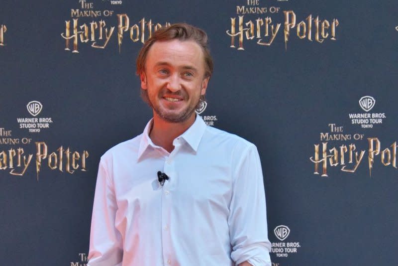 Tom Felton shared a photo with his former "Harry Potter" co-star Jason Isaacs in London. File Photo by Keizo Mori/UPI