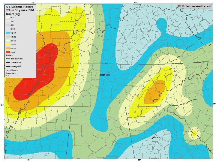 The East Tennessee seismic zone covers much of the state, reaching south into northern Alabama and Georgia. The United States Geological Survey said earthquakes in the area are frequent but usually minor.