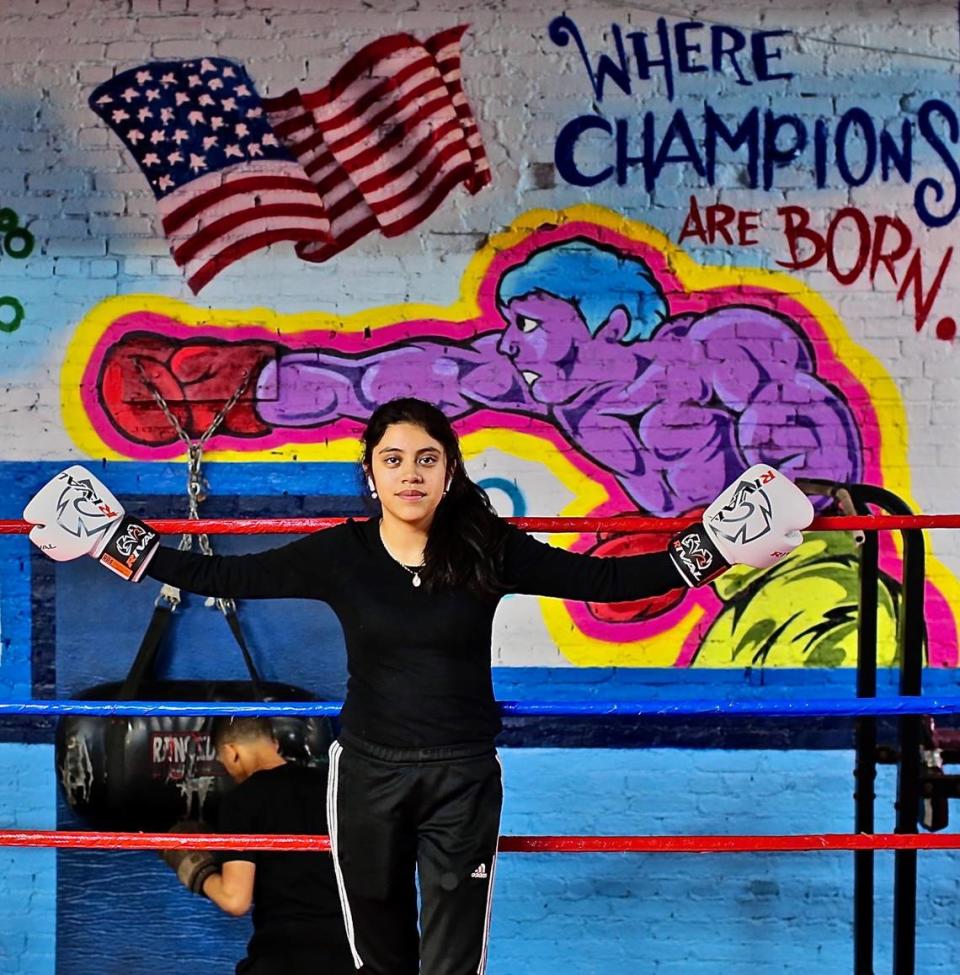 Included in Expanding the Pantheon: Women R Beautiful, is “Adelyne (18 Year Old Boxer).” The photograph was taken in The Bronx in 2020.