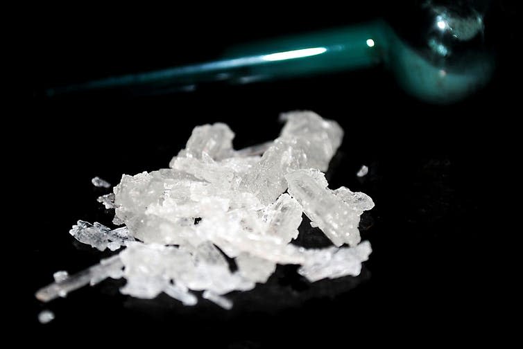 <span class="caption">Meth crystals.</span> <span class="attribution"><a class="link " href="https://www.shutterstock.com/image-photo/small-pile-methamphetamine-crystals-blue-glass-1314852365" rel="nofollow noopener" target="_blank" data-ylk="slk:xxxxx;elm:context_link;itc:0;sec:content-canvas">xxxxx</a></span>