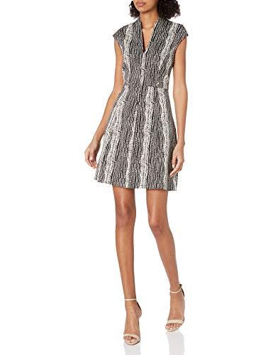 Halston Heritage Women's Fit and Flare Organic Notch Dress