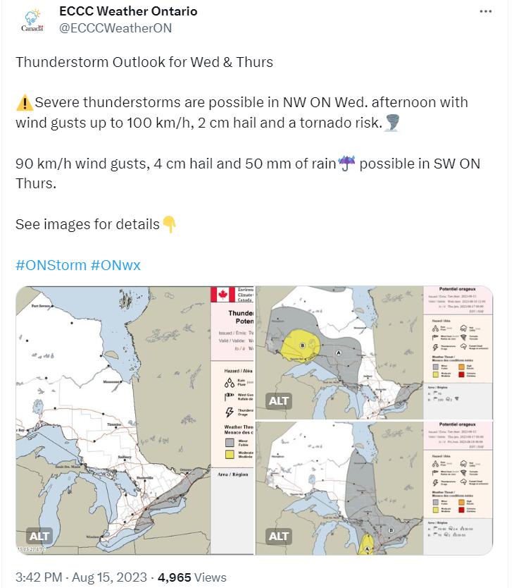 X screenshot/Environment and Climate Change Canada (ECCC)