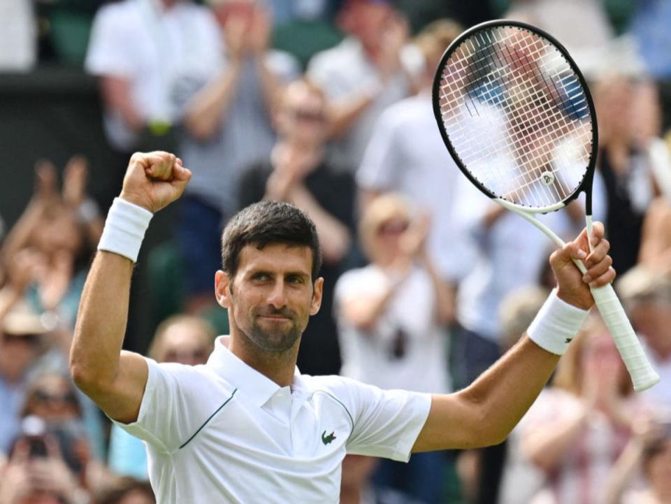 Novak Djokovic celebrates his second-round victory (AFP via Getty Images)