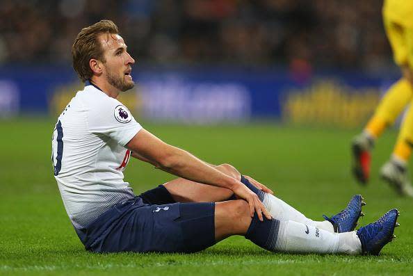 Kane had one significant chance in the first-half but his touch let him down (Getty)