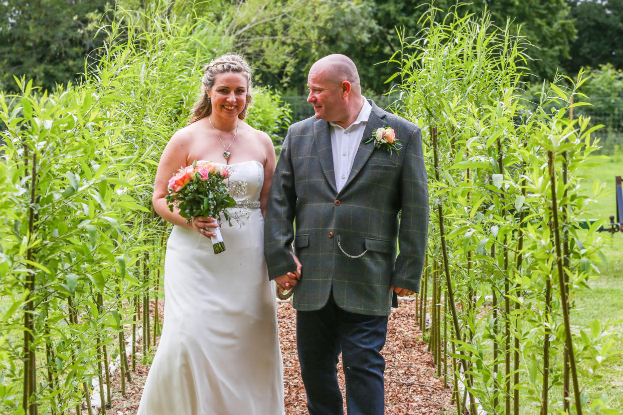 Chris Payne and Rachel Longbottom have celebrated 'one of the UK's greenest weddings'. (SWNS)