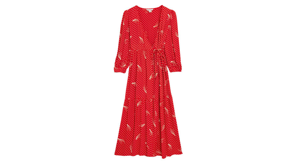 Star Print V-Neck Midaxi Wrap Dress