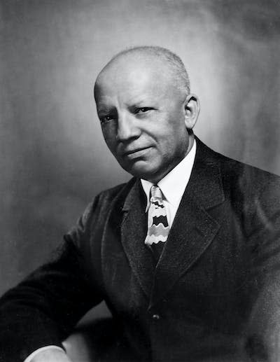 Black historian Carter G. Woodson in 1946. <a href="https://blogs.loc.gov/loc/2016/02/lcm-trending-african-american-history-month/carterwoodson/" rel="nofollow noopener" target="_blank" data-ylk="slk:Library of Congress;elm:context_link;itc:0;sec:content-canvas" class="link ">Library of Congress</a>