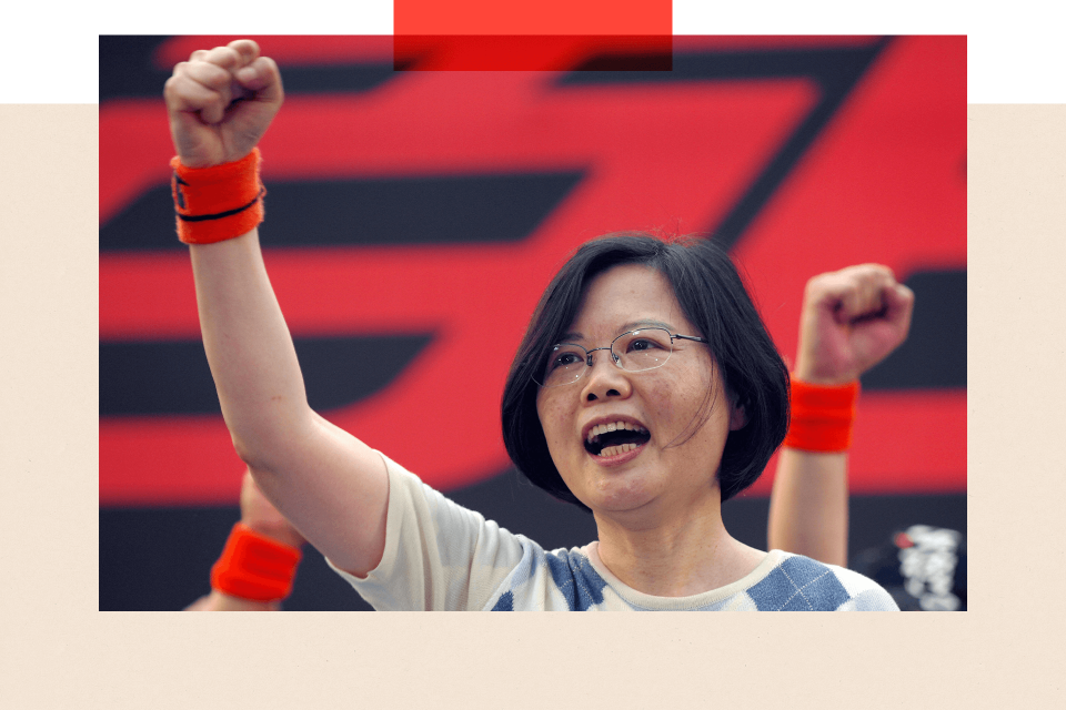 Tsai Ing-wen, then chairwoman of Taiwan's main opposition party, at a protest in 2008