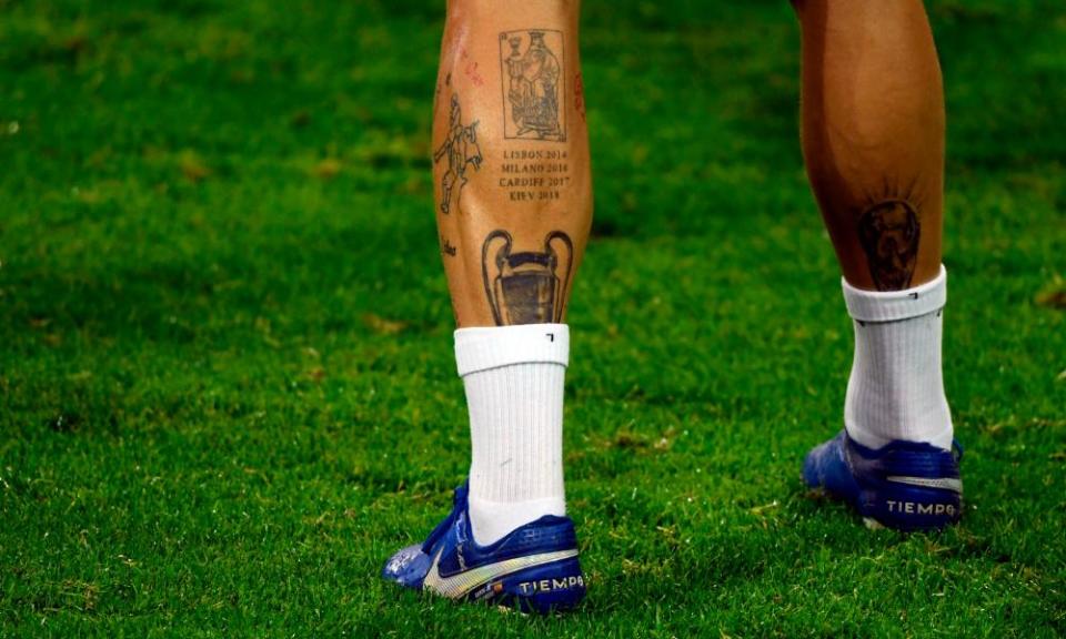 Sergio Ramos has a Champions League tattoo on the back of his left leg.