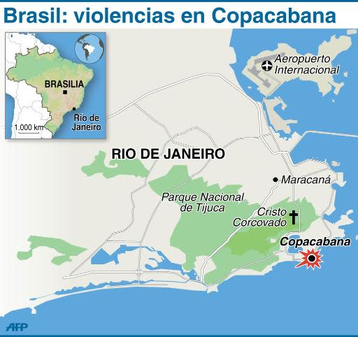 Localización de Copacabana en Río de Janeiro (AFP | JM. Cornu/O. Devos, ode/mab)