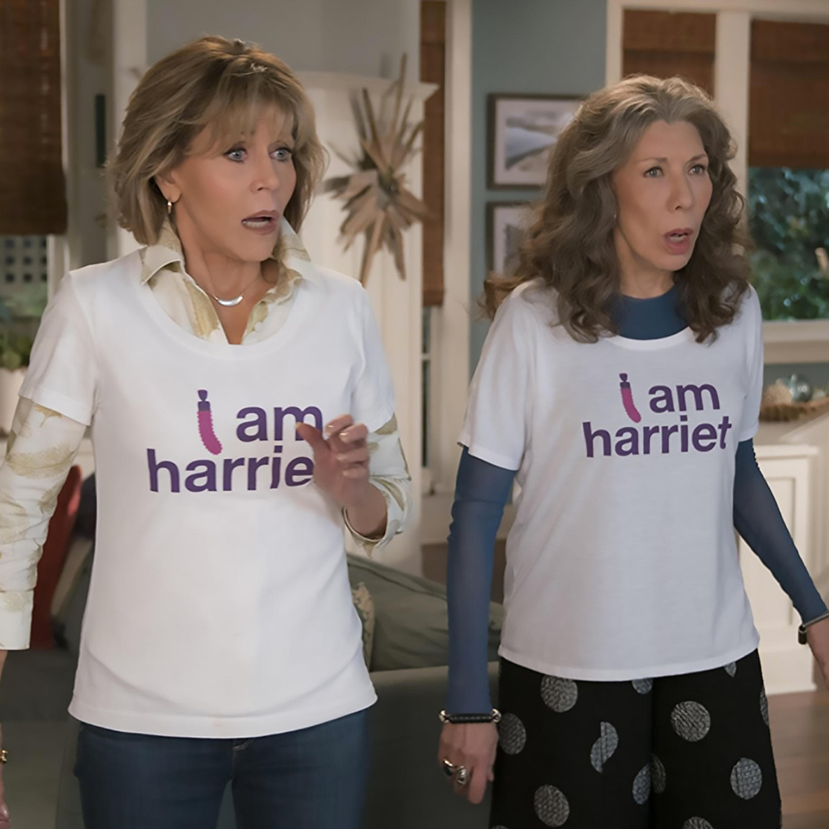 Jane Fonda as Grace Hanson and Lily Tomlin as Frankie Bergstein in Netflix's 