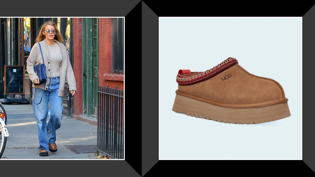 blake lively wearing ugg x opening ceremony womens tasman x platform slip on shoes