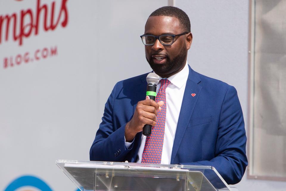 Mayor Paul Young speaks during an event to celebrate the new critical care expansion at Le Bonheur Children’s Hospital in Memphis, Tenn., on Wednesday, May 8, 2024.