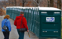<p>Portable toilets near the Capitol and the National Mall on January 11, 2009, set up for the inauguration of President Barack Obama. (Photo: Paul J. Richards/AFP/Getty Images) </p>