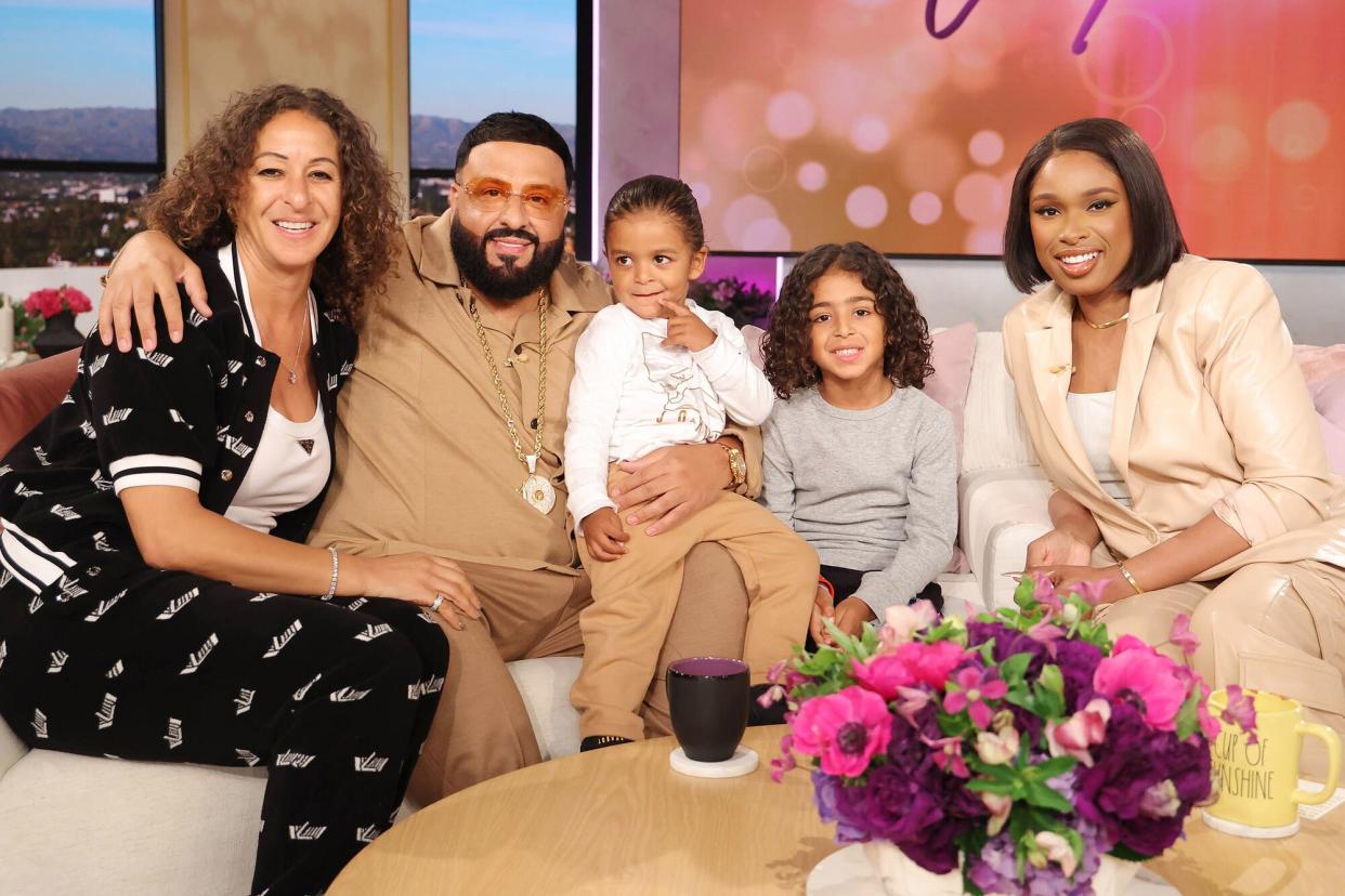 DJ Khaled Poses with Wife Nicole and Sons Aalam and Asahd at The Jennifer Hudson