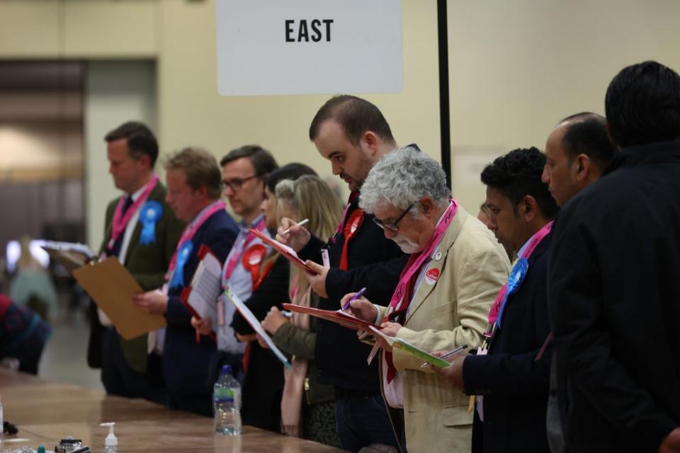 The results count at Peterborough Arena (Paul Marriott/PA) (PA Wire)