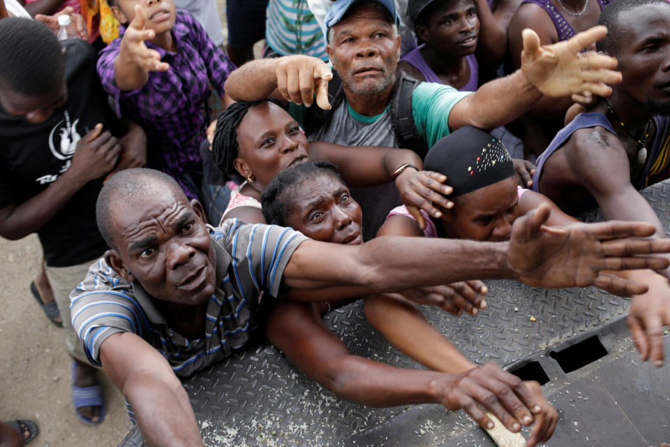 Haitians&nbsp;ask for food in Saint Jean du Sud, Haiti, on&nbsp;Oct. 16, 2016.