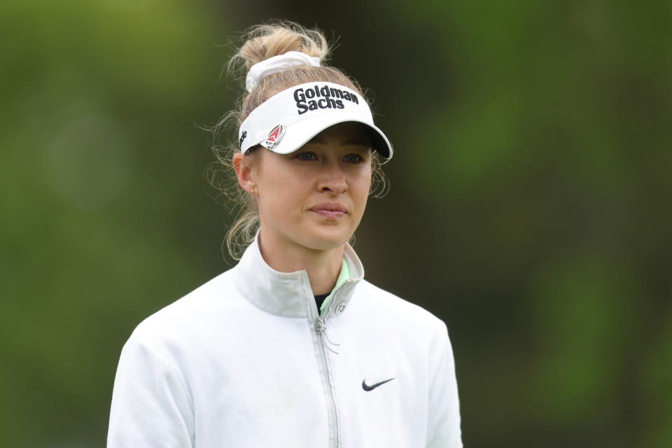 CLIFTON, NEW JERSEY - MAY 12: Nelly Korda of the United States looks on from the seventh tee during the final round of the Cognizant Founders Cup at Upper Montclair Country Club on May 12, 2024 in Clifton, New Jersey. (Photo by Mike Stobe/Getty Images)