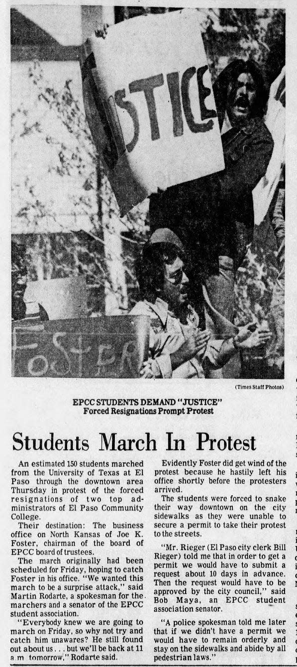 March 12, 1976: EPCC students demand justice for forced resignations