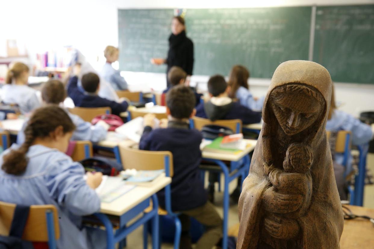 Courts have wrestled with questions about public funds for students at religious schools for decades. <a href="https://www.gettyimages.com/detail/photo/catholic-school-royalty-free-image/539002989?phrase=catholic+school&adppopup=true" rel="nofollow noopener" target="_blank" data-ylk="slk:Godong/Stone via Getty Images;elm:context_link;itc:0;sec:content-canvas" class="link ">Godong/Stone via Getty Images</a>