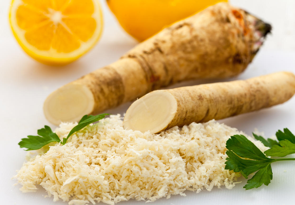 Fresh grated horseradish with lemon 