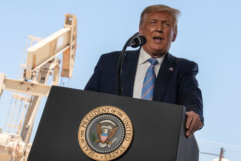 FILE PHOTO: U.S. President Trump visits the Double Eagle Energy Oil Rig in Midland, Texas