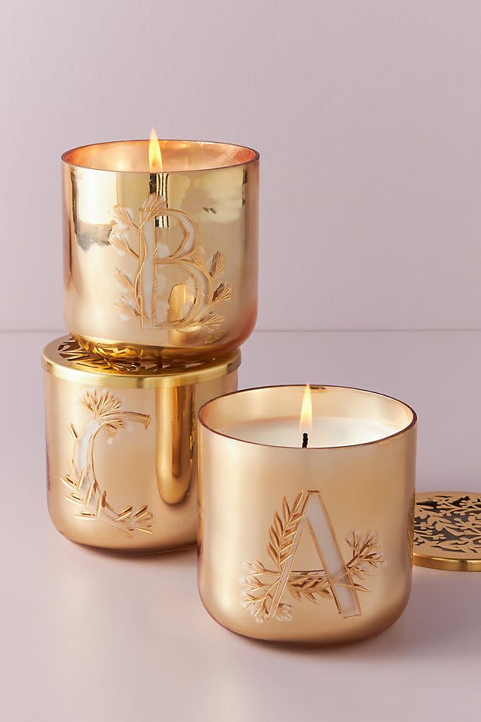 Holly Monogram Glass Candle is on sale for Black Friday. 