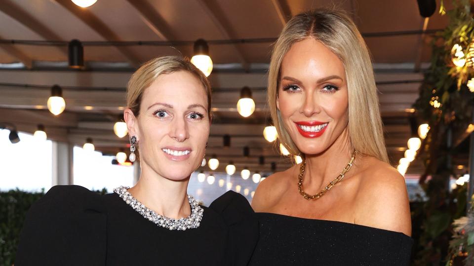 Zara Tindall and Rebecca Vallance attend a VIP breakfast celebrating the relaunch of Rebecca Vallance at Harrods 