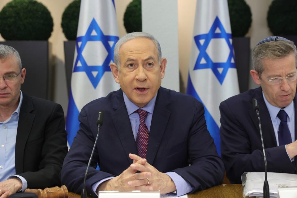 Israeli Prime Minister Benjamin Netanyahu attends a cabinet meeting at the the Kirya military base in Tel Aviv, Israel, in December.