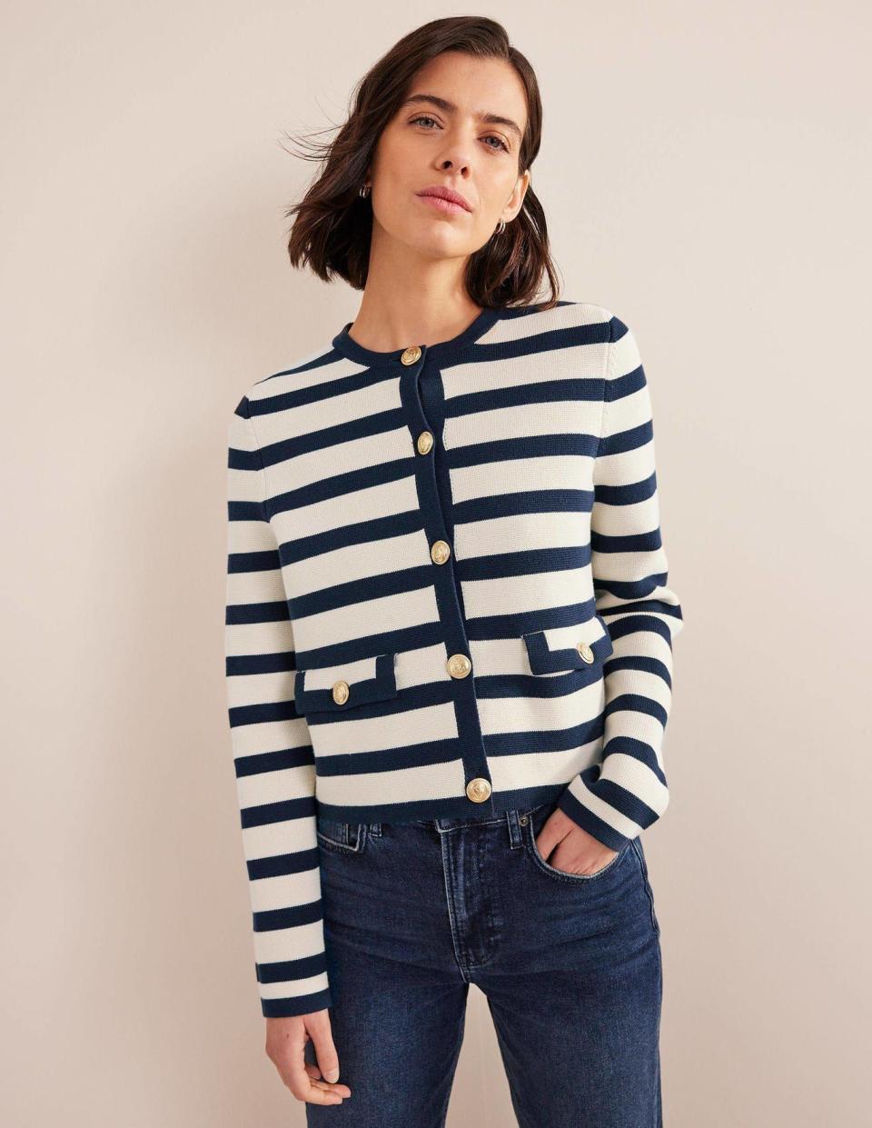 7) Striped Cotton Knitted Jacket