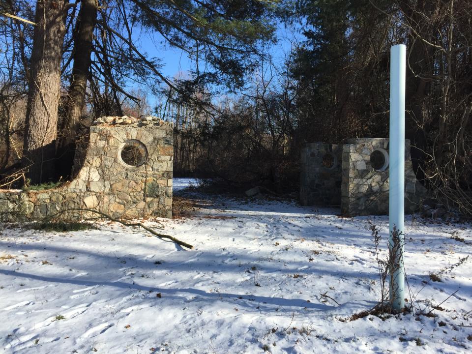 The remnants of a stone gateway in the French Hill section of Donald J. Trump State Park in Yorktown, N.Y. (Photo: Michael Walsh/Yahoo News)