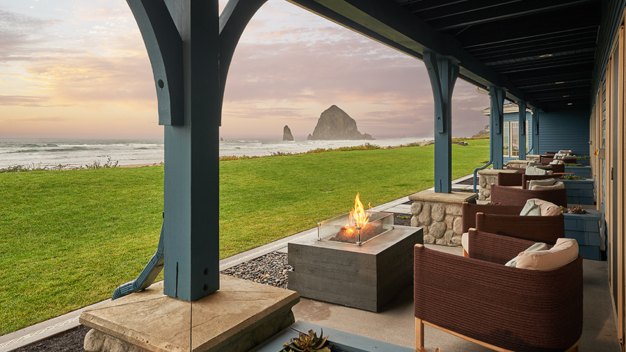 Stephanie Inn opened in 1993, offering beachfront views of Haystack Rock. The hotel has also been named among the top beach resorts in the U.S. by Travel + Leisure (Courtesy Gregor Halenda.)