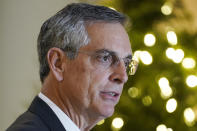 Georgia Secretary of State Brad Raffensperger speaks during a news conference on Monday, Nov. 30, 2020, in Atlanta. (AP Photo/Brynn Anderson)