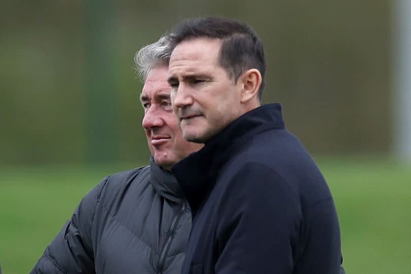 Frank Lampard watching an England training session at St George's Park.