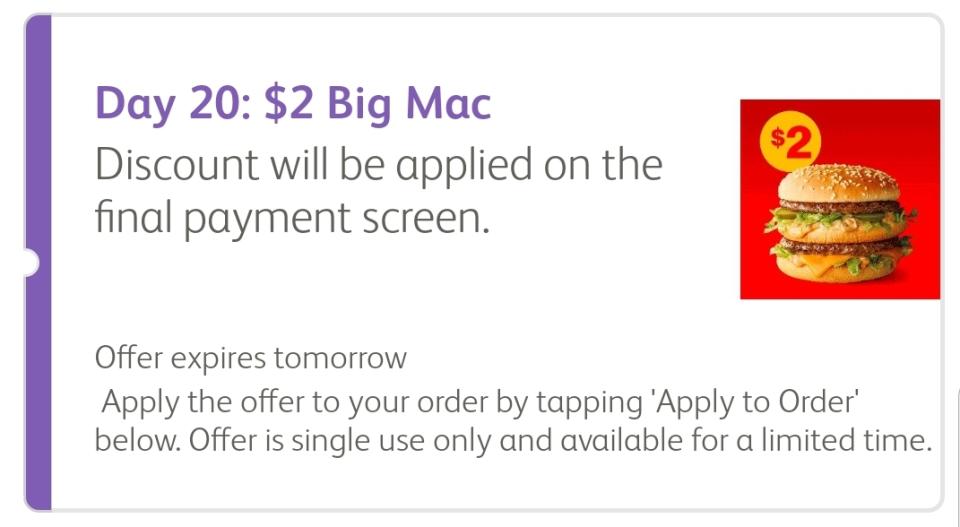 $2 Big Mac deal at McDonald's on November 20.