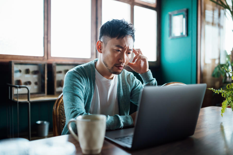 man upset at job