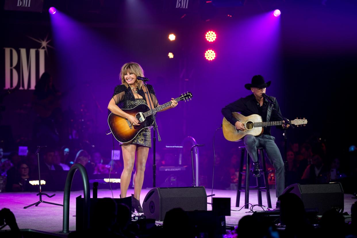 Grace Potter and Kenny Chesney perform during the 71st annual BMI Country Awards in Nashville, Tenn., Tuesday, Nov. 7, 2023.