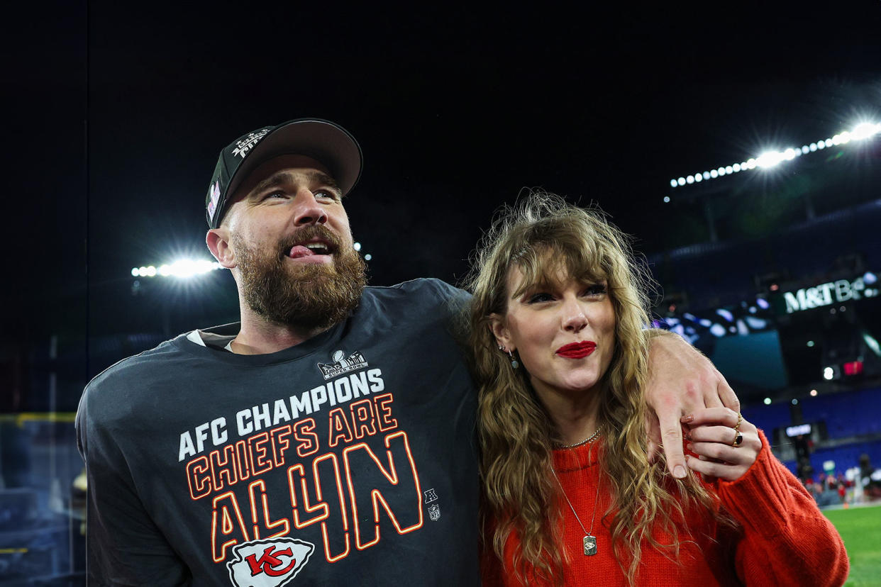 Travis Kelce; Taylor Swift Patrick Smith/Getty Images